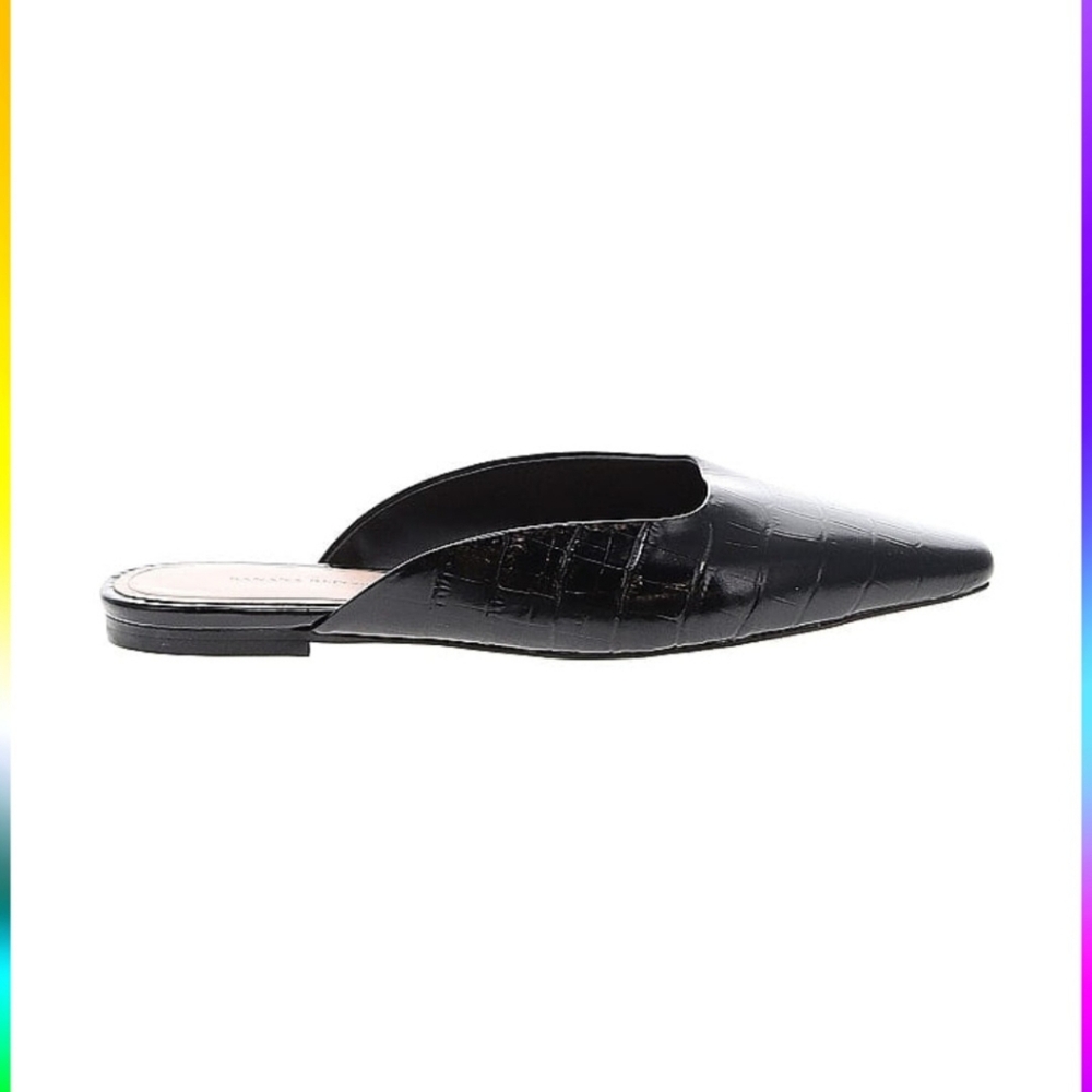 Mules Croc Print Size 7 Black Office Corporate Minimalist Banana Republic
